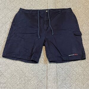 Vintage Perry Ellis America Cargo Shorts Mens 48 Navy Blue Classic Outdoor